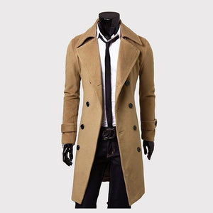 Trench Coat men Winter Long Jacket Double Breasted Overcoat